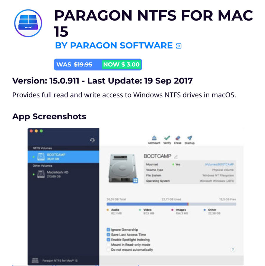 paragon ntfs for mac problems